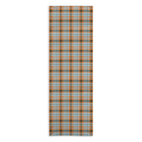 Little Arrow Design Co fall plaid orange light blue Yoga Towel