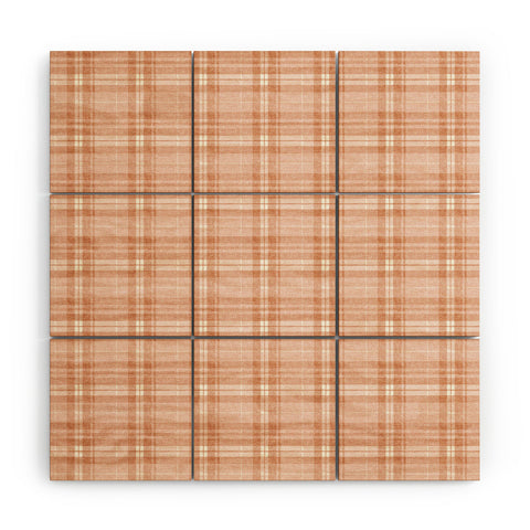 Little Arrow Design Co fall plaid peach Wood Wall Mural