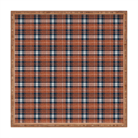 Little Arrow Design Co fall plaid rust and navy blue Square Tray