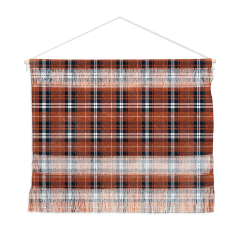 Little Arrow Design Co fall plaid rust and navy blue Wall Hanging Landscape