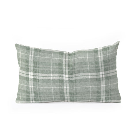 Little Arrow Design Co fall plaid sage Oblong Throw Pillow