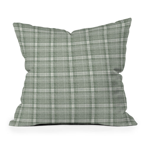 Little Arrow Design Co fall plaid sage Throw Pillow