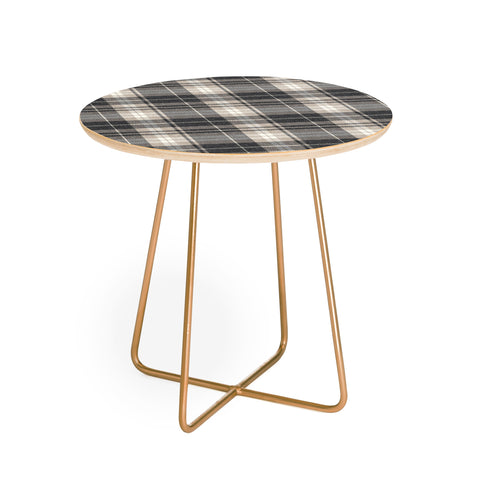 Little Arrow Design Co fall plaid tan neutrals Round Side Table
