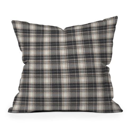 Little Arrow Design Co fall plaid tan neutrals Throw Pillow