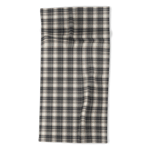 Little Arrow Design Co fall plaid tan neutrals Beach Towel