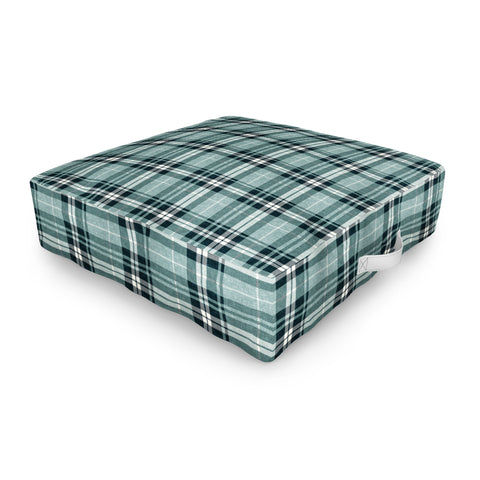 Little Arrow Design Co fall plaid teal Outdoor Floor Cushion