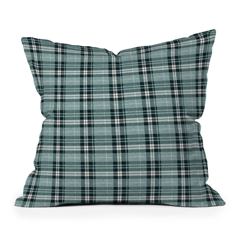 Little Arrow Design Co fall plaid teal Throw Pillow