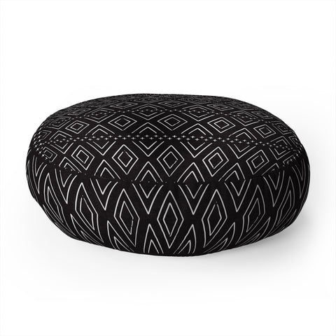 Little Arrow Design Co farmhouse diamonds ebony Floor Pillow Round