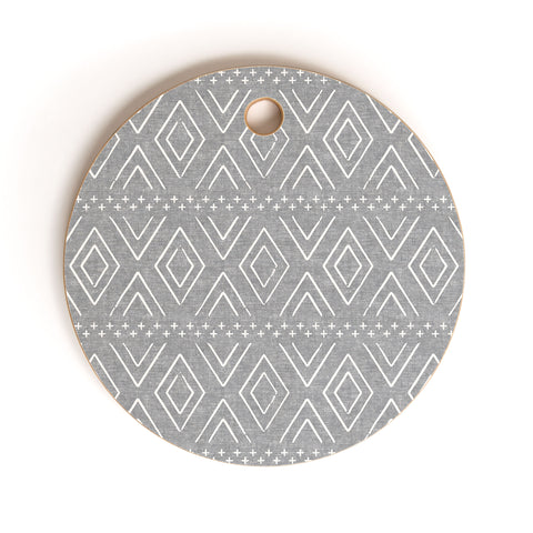 Little Arrow Design Co farmhouse diamonds gray Cutting Board Round