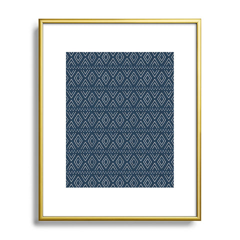 Little Arrow Design Co farmhouse diamonds navy Metal Framed Art Print