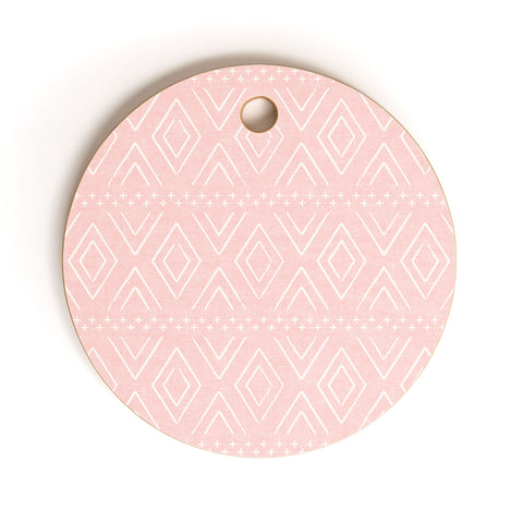 Little Arrow Design Co farmhouse diamonds pink Cutting Board Round