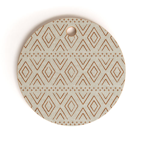 Little Arrow Design Co farmhouse diamonds rust Cutting Board Round