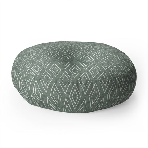 Little Arrow Design Co farmhouse diamonds sage Floor Pillow Round