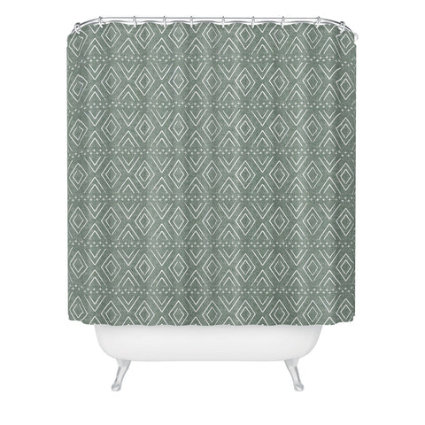 Little Arrow Design Co farmhouse diamonds sage Shower Curtain