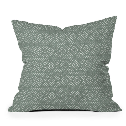 Little Arrow Design Co farmhouse diamonds sage Throw Pillow