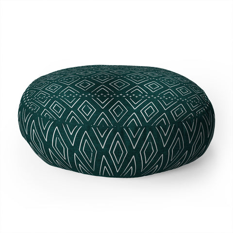 Little Arrow Design Co farmhouse diamonds teal Floor Pillow Round