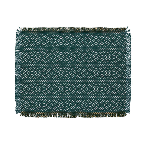 Little Arrow Design Co farmhouse diamonds teal Throw Blanket