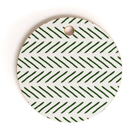 Little Arrow Design Co Farmhouse Stitch in Green Cutting Board Round
