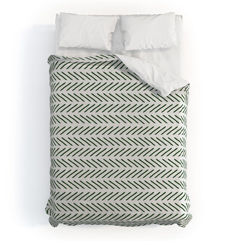 Little Arrow Design Co Farmhouse Stitch in Green Duvet Cover
