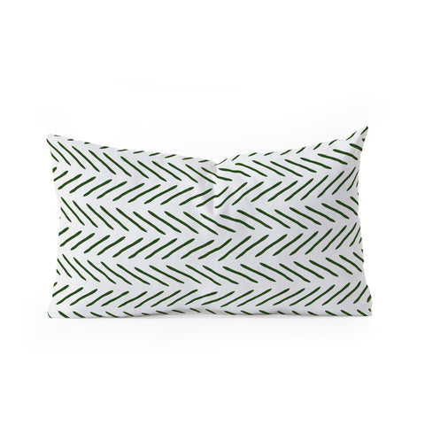 Little Arrow Design Co Farmhouse Stitch in Green Oblong Throw Pillow
