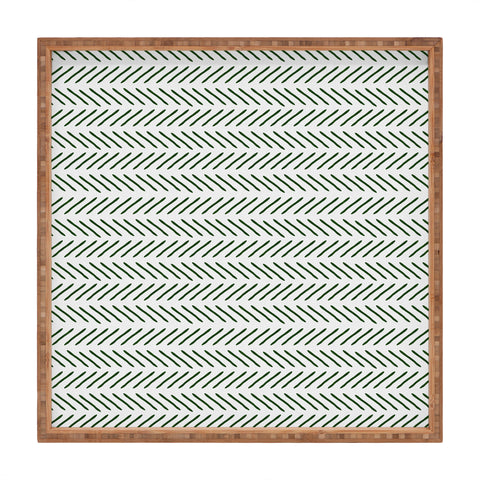 Little Arrow Design Co Farmhouse Stitch in Green Square Tray