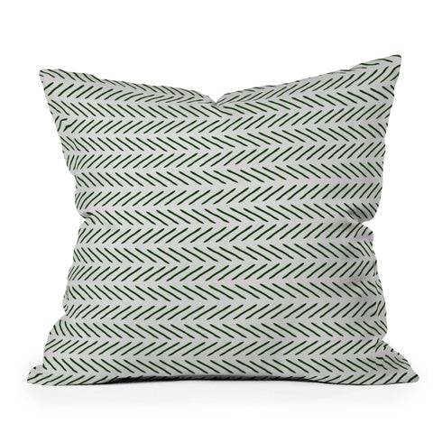 Little Arrow Design Co Farmhouse Stitch in Green Throw Pillow