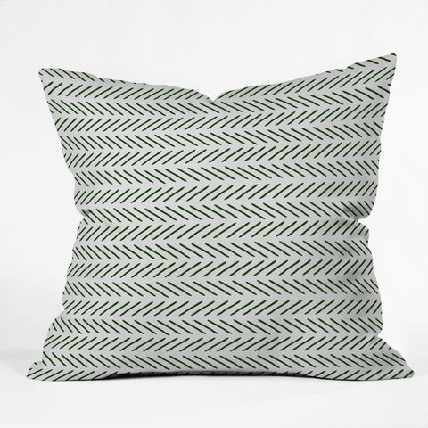 Little Arrow Design Co Farmhouse Stitch in Green Outdoor Throw Pillow