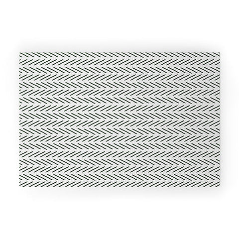 Little Arrow Design Co Farmhouse Stitch in Green Welcome Mat