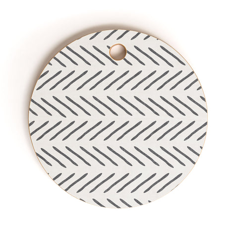 Little Arrow Design Co Farmhouse Stitch in Grey Cutting Board Round