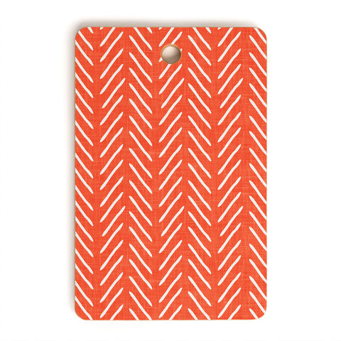 Little Arrow Design Co Farmhouse Stitch in Orange Cutting Board Rectangle