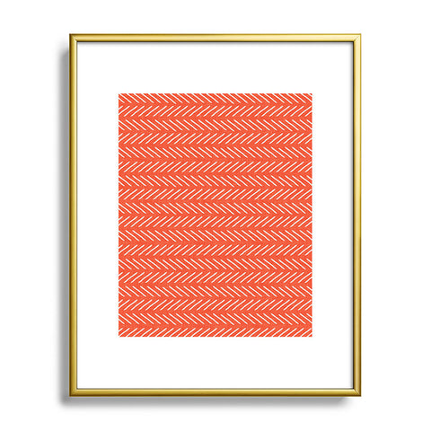 Little Arrow Design Co Farmhouse Stitch in Orange Metal Framed Art Print