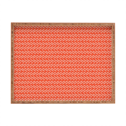 Little Arrow Design Co Farmhouse Stitch in Orange Rectangular Tray