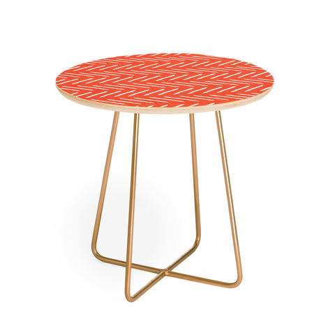 Little Arrow Design Co Farmhouse Stitch in Orange Round Side Table