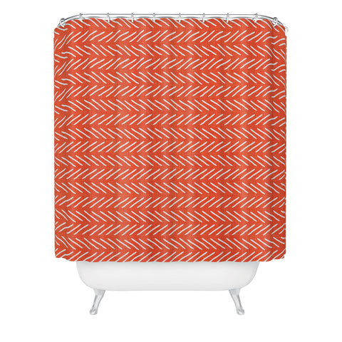 Little Arrow Design Co Farmhouse Stitch in Orange Shower Curtain
