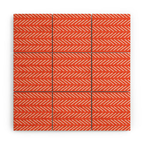 Little Arrow Design Co Farmhouse Stitch in Orange Wood Wall Mural