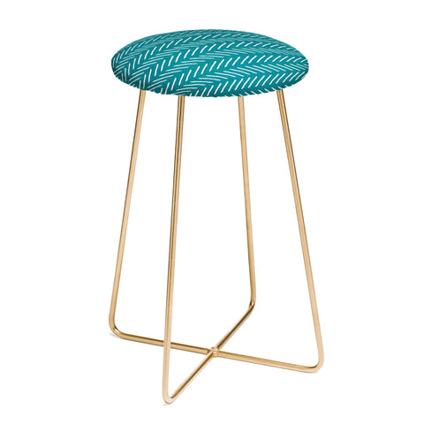 Little Arrow Design Co Farmhouse Stitch in Teal Counter Stool