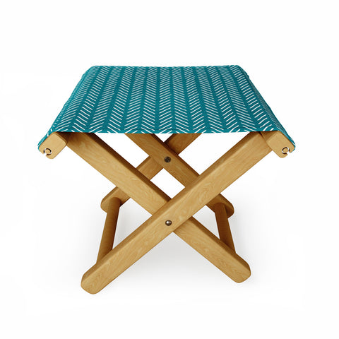 Little Arrow Design Co Farmhouse Stitch in Teal Folding Stool