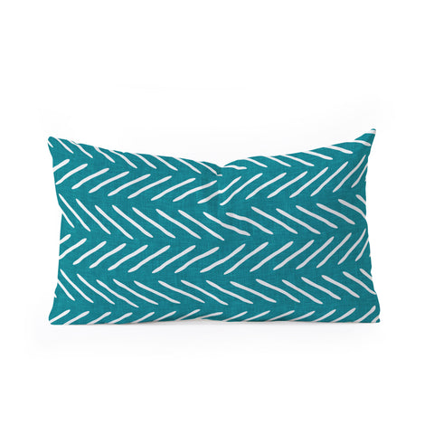Little Arrow Design Co Farmhouse Stitch in Teal Oblong Throw Pillow