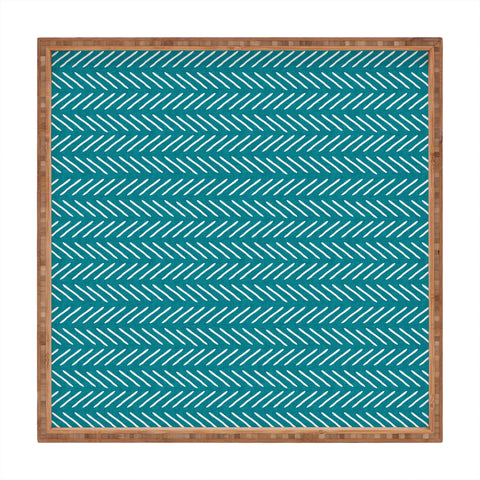 Little Arrow Design Co Farmhouse Stitch in Teal Square Tray