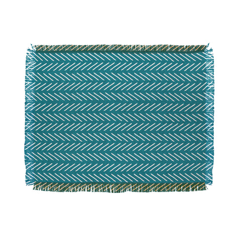 Little Arrow Design Co Farmhouse Stitch in Teal Throw Blanket