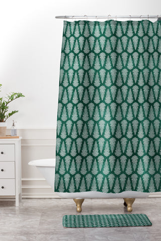 Little Arrow Design Co fern on forest Shower Curtain And Mat