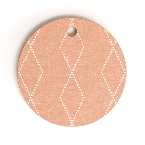 Little Arrow Design Co geo boho diamond peach Cutting Board Round