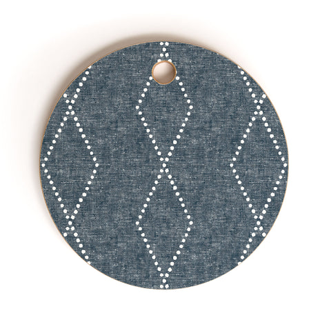 Little Arrow Design Co geo boho diamonds blue Cutting Board Round