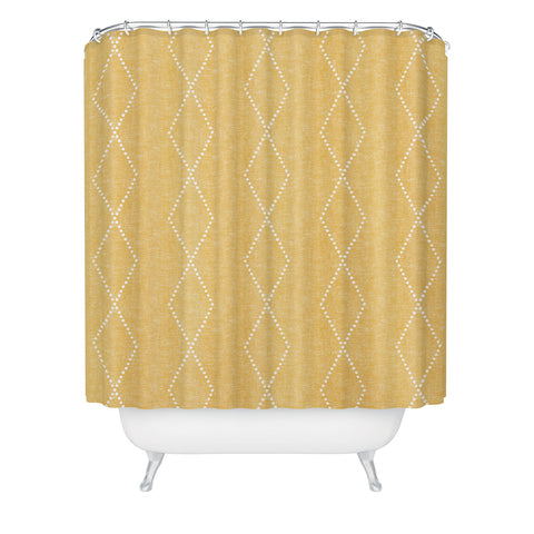 Little Arrow Design Co geo boho diamonds gold Shower Curtain