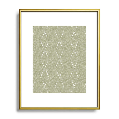 Little Arrow Design Co geo boho diamonds olive Metal Framed Art Print