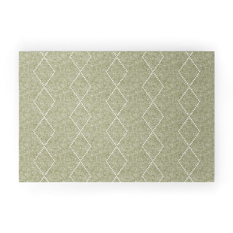 Little Arrow Design Co geo boho diamonds olive Welcome Mat