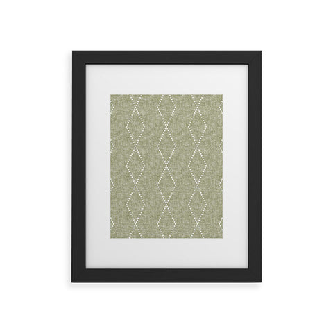 Little Arrow Design Co geo boho diamonds olive Framed Art Print