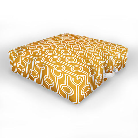 Little Arrow Design Co geometric chains gold Outdoor Floor Cushion