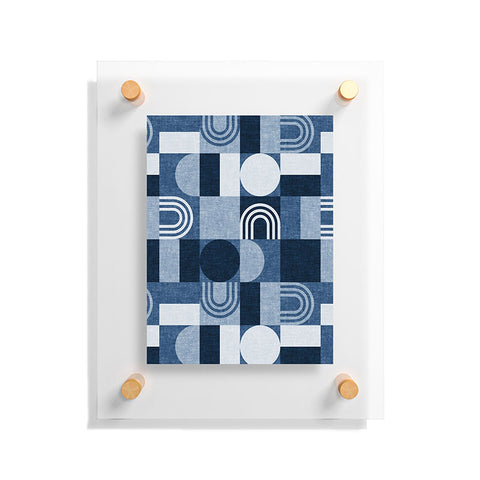 Little Arrow Design Co geometric patchwork blue Floating Acrylic Print