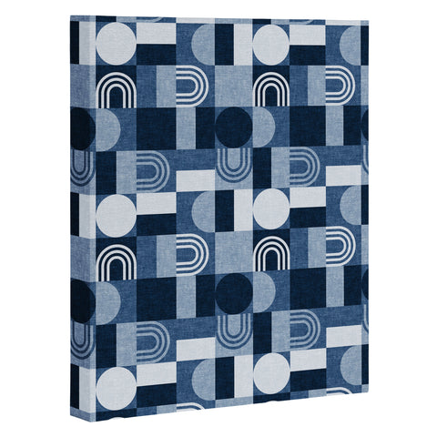 Little Arrow Design Co geometric patchwork blue Art Canvas